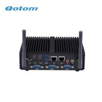 QOTOM Mini PC Fanless Q401P Celeron 2955U 4 COM GPIO WIFI 3G 4G สำหรับบ้านสำนักงาน Bank POS KIOSK PC