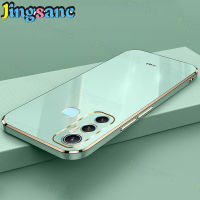 Jingsanc เคสโทรศัพท์สำหรับ Infinix Hot 11/Hot 11S/Hot 11S NFC,เคสซิลิโคน TPU นิ่มหรูหราชุบโลหะด้วยไฟฟ้าเคสขอบสี่เหลี่ยมแบบตรงกันกระแทกสีลูกกวาดแบบเรียบง่ายรวมเลนส์คลุมหลัง