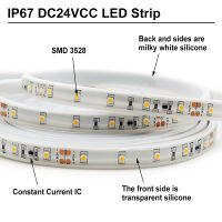 ไฟ LED Strip กระแสคงที่,IP67กันน้ำ,วอร์มไวท์2400K,DC24V,IC กระแสคงที่คุณภาพสูง,หรี่แสงได้