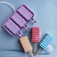 【cw】 3 link building cartoon ice cream mold silicone food safety popsicle reusable cube tool tray dessert with cov