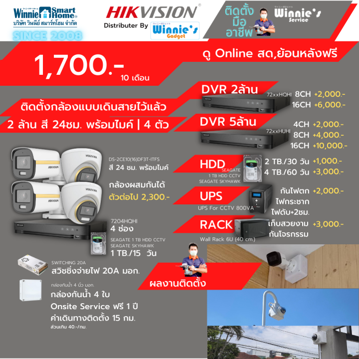 เพียง1300บ-ด-hikvision-ชุดกล้องวงจรปิด-analog-2ล้าน-กล้อง4-ตัว-สำหรับคนที่เดินสายไว้แล้ว-พร้อมบริการติดตั้งเขตกทม