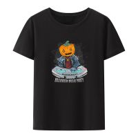 Creative Halloween Party with DJ Cartoon Print T Shirt Men Women Short-sleev Fashion Casual Tops Hip-hop Hipster Cool Streetwear