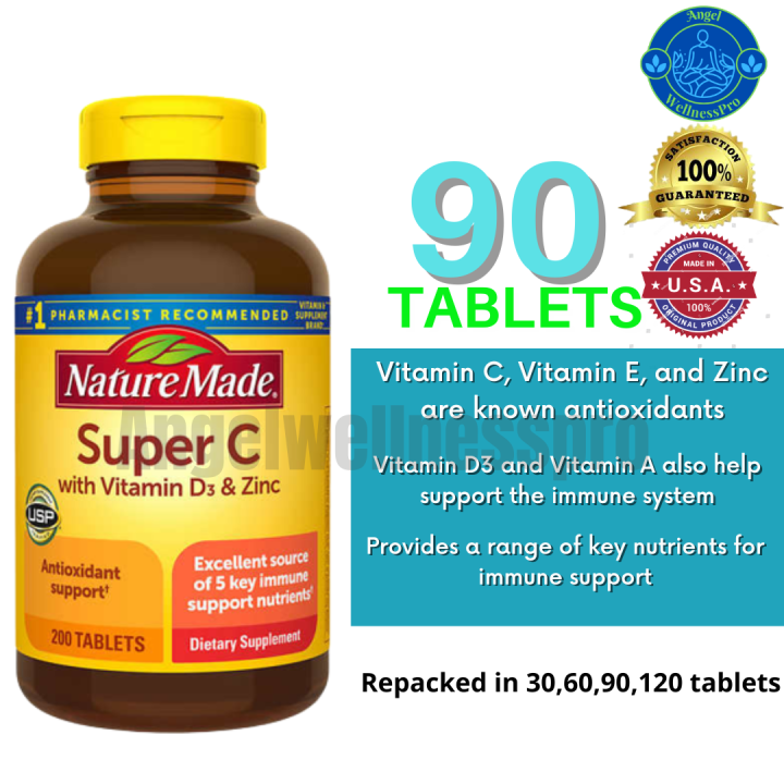 Nature Made Super C avec Vitamines D3 et Zinc - 70 tablettes