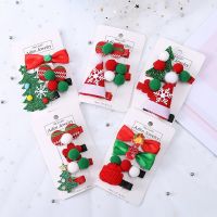 4 pieces / set of Christmas hair clips Santa hat tree hair clips children 39;s hair accessories Headwear princess Christmas gifts