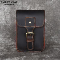 Smart King กระเป๋าคาดเอวใหม่สำหรับผู้ชาย Grazy Hose Leather Casual Retro Phone Bag Large Capacity Multifunction Coin Purse