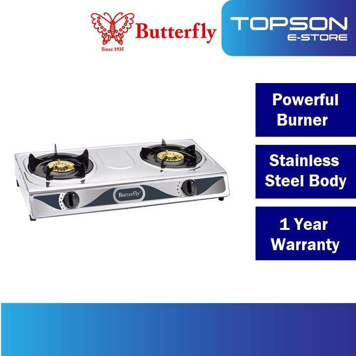 Butterfly Double Burner Gas Stove Table Top Cooker BGC628 STAINLESS