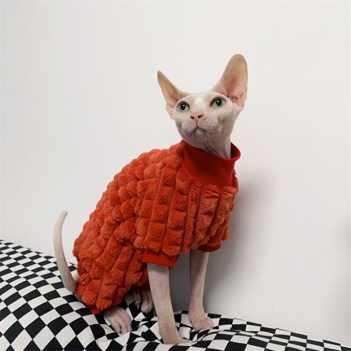 เสื้อเสื้อกันหนาวคอเต่าแมวไม่มีขนเสื้อลายแมวสฟิงคซ์อบอุ่นหรูหราเสื้อหนาว-comfort-แจ็กเก็ตผ้าขนแกะแบบหนาสำหรับแมว-sphynix