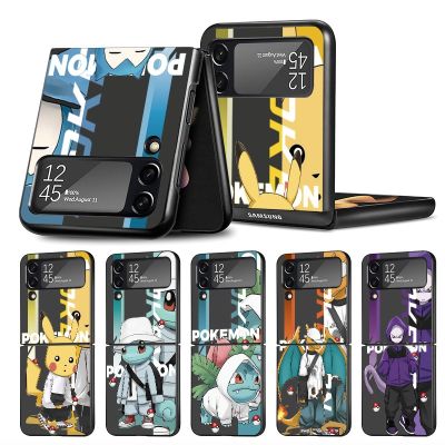 （shine electron）เคสมือถือแฟชั่น Pokemon Pikachu,กรณีพับบางสำหรับ Samsung Galaxy Z Z Flip3 Flip 4 Flip4 5G Flip Fashion Cell ฝาครอบโทรศัพท์ฝาครอบ