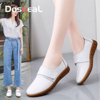 DOSREAL รองเท้ารองเท้าส้นแบนสตรีสีขาวเกาหลี,Sepatu Pantofel Kulit ตัดออกสำหรับผู้หญิงรองเท้าขนาดใหญ่35-41นักศึกษารองเท้าผู้หญิงลำลองรองเท้าโลฟเฟอร์