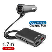 4พอร์ตที่ชาร์จแบตในรถ USB Quick Charge QC 3.0 3.1A ที่ชาร์จในรถได้อย่างรวดเร็ว5.6ft สายต่อสำหรับสมาร์ทโฟนแท็บเล็ตอะแดปเตอร์แปลงไฟ