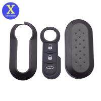 Xinyuexin 3 Buttons Remote Car Key Shell Case for Fiat 500 Panda Punto Bravo Replacement Plastic Key Case Rubber Button Pad