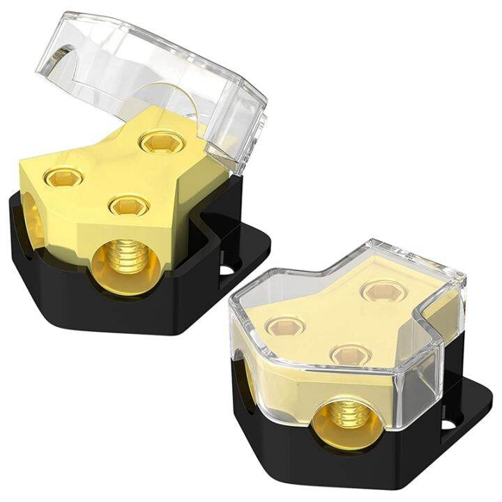 12V Power Distribution Block Car Audio Splitter 2 Way 0/2/4 Gauge in 4