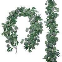 PARTY JOY 1.95M Artificial Eucalyptus and Willow Vines Faux Garland Ivy for Wedding Backdrop Arch Wall Decor Table Runner Vine