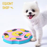 EQUOMT เครื่องจ่ายอาหารไอคิวสำหรับลูกสุนัขพลาสติกสีชมพู/น้ำเงินของเล่นปริศนาสัตว์เลี้ยงแบบโต้ตอบเกมฝึกให้อาหารสุนัขกันลื่นเครื่องให้อาหารแบบช้าเพิ่มลูกสุนัขไอคิว