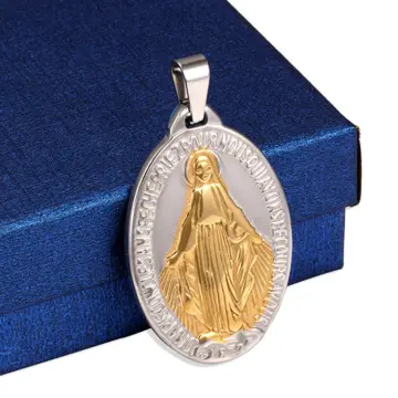 Dropship 18K Gold Plated Virgin Mary Necklace Crystal Rhinestone Encircled  Women/Men Christian Miraculous Medal Pendant Religious Necklace to Sell  Online at a Lower Price | Doba