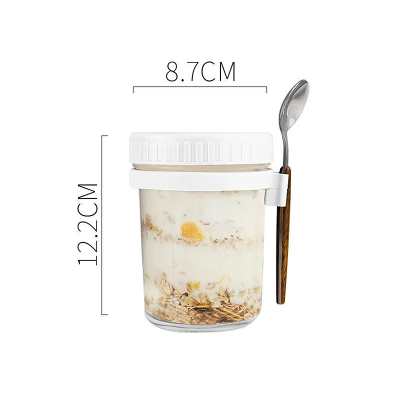 Overnight Oats Jars With Lid And Spoon10 Oz Large Capacity