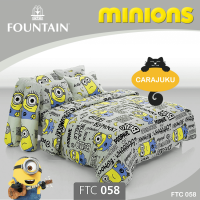 FOUNTAIN ชุดผ้าปูที่นอน มินเนียน Minions FTC058 สีเทา #ฟาวเท่น ชุดเครื่องนอน 3.5ฟุต 5ฟุต 6ฟุต ผ้าปู ผ้าปูที่นอน ผ้าปูเตียง ผ้านวม Minion