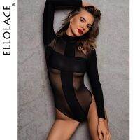 ✤◑▣ R6ZSYO MALL Ellolace Mesh Bodysuit Sleeve Piece Transparent Uncensored Tight Tulle Crotchless Outfit