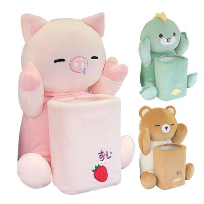 Car Tissue Dispenser Automobile Plush Animal Wipes Organizers with Waterproof Liner Console Tissue Holder for Trash Can Tissue Box for Bedroom Living Room gorgeously