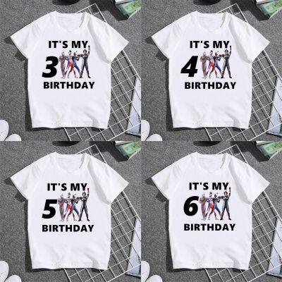 เสื้อยืด - มันเป็นวันเกิดของฉันอุลตร้าแมนพิมพ์เสื้อยืดเด็ก Tshirt ฤดูร้อนด้านบน 2-9 ปีเด็กชายและเด็