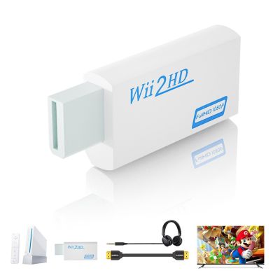 WII ตัวแปลงที่เข้ากันได้กับ HDMI Wii 2 HDMI-เข้ากันได้แปลงสัญญาณเสียง3.5มม. สำหรับพีซี HDTV จอแสดงผล Wii เป็นหัวแปลงสัญญาณ HDMI