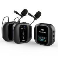 Wireless Lavalier Microphone 2.4GHz Dual Channel Wireless Lapel Mic พร้อมระบบตัดเสียงรบกวนสำหรับกล้อง DSLR กล้องวิดีโอศัพท์