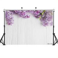 APurple Blooming Flower Wood Board การถ่ายภาพพื้นหลัง Prop สำหรับ Baby Shower Kid Portrait อาหารเค้กฉากหลัง Photo Studio DecorM