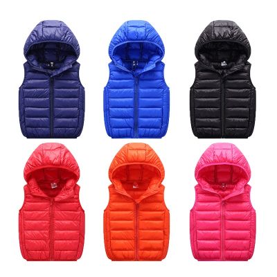 （Good baby store） Boys Girls Vest Hooded Child Waistcoat Children Outerwear Winter Coats Kids Clothes Warm Cotton Baby Vest For Age 3-14 Years