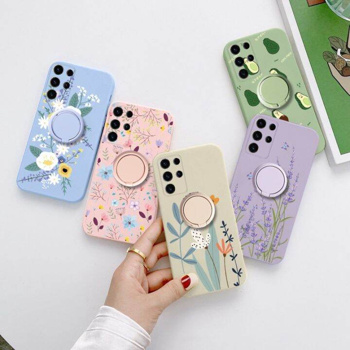 for-samsung-galaxy-s23-plus-ultra-5g-phone-case-ring-holder-stand-finger-flower-fundas-for-samsung-s-23-s23-plus-s23ultra-cover