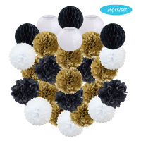 กิจกรรมวันเกิด Party Favor Gold Black Set Round Lantern 6 "; 8"; 10 "; 12"; Kids Girl Boy Mi Primera Comunion DIY Decor Paper Crafts *