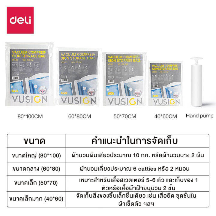 deli-ถุงสูญญากาศ-ถุงสูญญากาศจัดเก็บของมีวาล์ว-ถุงเก็บเสื้อผ้า-ประหยัดพื้นที่-สามารถใช้งานซ้ำ-storage-vacuum-bag