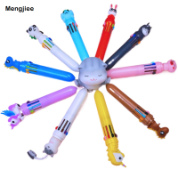 เครื่องเขียนน่ารัก Mengjee ปากกาหลากสีขนาด0.5มม. สีสันสดใสปากกาบอลพอยท์10ปากกาสีพับเก็บได้