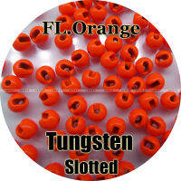 Fluorescent Orange Color, 100 Tungsten Beads, Slotted, Fly Tying, Fly Fishing