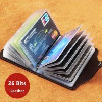 26 Bits Credit Card Holder Business Bank Card Pocket Leather Large Capacity Cash Storage Clip Organizer Case Wallet Cardholder Card Holders