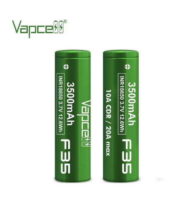 ถ่านชาร์จ-vapcell-รุ่น-f35-สีเขียว-inr18650-3-7v-3500-mah-10a-2-ก้อน-ของแท้-แถมกระเป๋าใส่ถ่าน