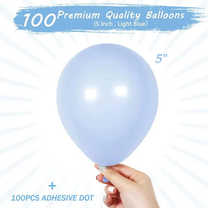 Light Blue Balloons 5 Inch 100 Pack, Pastel Blue Balloons Baby Blue ...