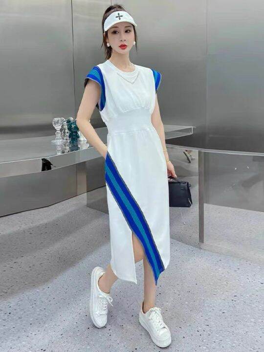 ĐẦM Suông - Đầm Lady Trắng Ôm Eo PHỐI VIỀN SỌC CỔ PHỐI phụ kiện ...