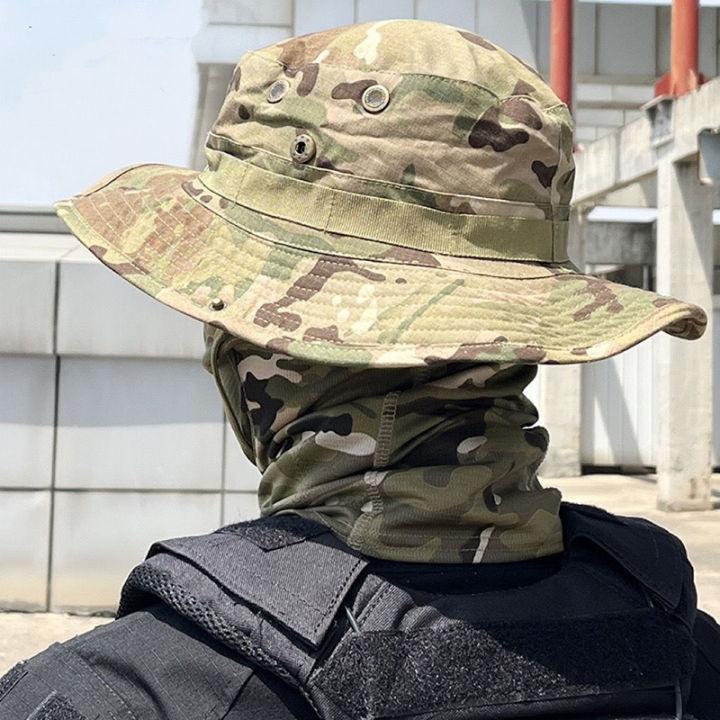 laogeliang-หมวกทหารลายพรางหมวกทหารหมวกทหารสำหรับผู้ชายผู้หญิงกีฬากลางแจ้งหมวกปีกหมวกตกปลาล่าสัตว์ปีนเขา