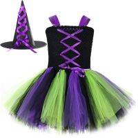 Costumes De Sorcières ของเล่นสำหรับเด็ก,เสื้อคลุม Tutu Avec Chapeau, Tenue Cosplay, En Tulle,เท Bébés De 1 À 14 Ans