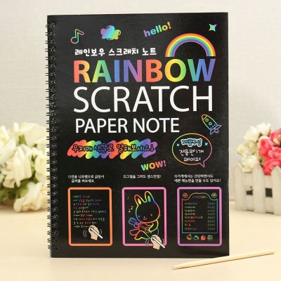19*26cm Black Large Magic Color Rainbow Scratch Paper Note book DIY Drawing Toys Scraping Painting Kid Doodle Educational Books