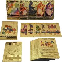 【QERAL】55 ชิ้น/กล่อง Pokemon Gold Foil Cards ภาษาอังกฤษ Trading Card Collection การ์ดโปเกม่อน