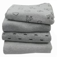 Grey Series Baby Cotton Fabric Printed Cotton knitted Jersey fabric by meter for baby clothing making