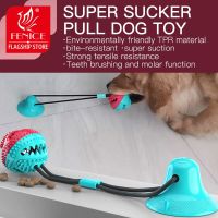 Fenice Dog Toys Pet Puppy Interactive Suction Cup Push TPR Ball Toys Molar Bite Toy Elastic Ropes Dog Tooth Cleaning Chewing Toys