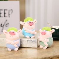 ♧™✸ Internet celebrity creative green hair pig pendant mini doll cute piggy bag keychain