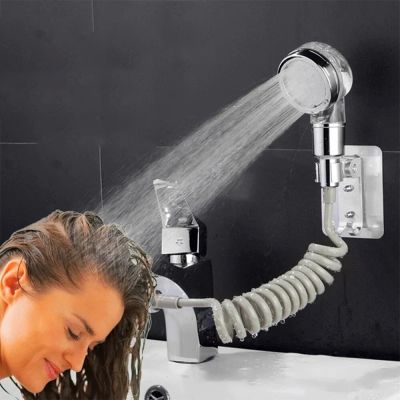 Bathroom Basin Faucet Extender External Shower Head Washbasin Tap Water Divider Bidet Sprayer for Hair Washing Toilet Cleaning  by Hs2023