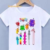 เสื้อยืดเด็กผู้หญิงเสื้อยืดการ์ตูน Numberblocks เด็กผู้หญิงเสื้อฤดูร้อนแขนสั้นเสื้อผ้าสำหรับเด็กผู้ชายเสื้อยืดเสื้อยืดสำหรับเด็ก