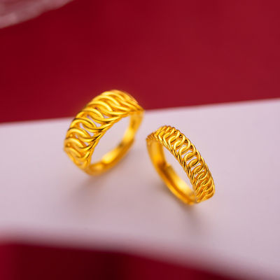 [ฟรีค่าจัดส่ง] แหวนทองแท้ 100% 9999 แหวนทองเปิดแหวน. แหวนทองสามกรัมลายใสสีกลางละลายน้ำหนัก 3.96 กรัม (96.5%) ทองแท้ RG100-112
