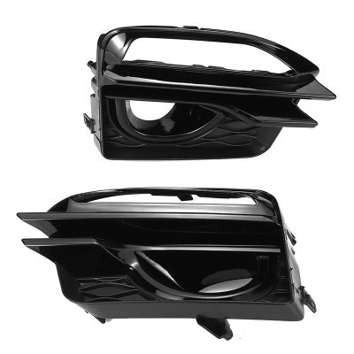 Left &amp; Right Front Bumper Fog Light Cover Bezel Fog Lamp Frame for Infiniti Q50 Sport 2014-2017 Glossy Black