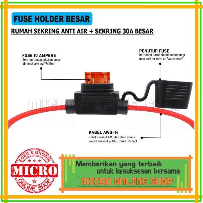 Fuse Holder Blade Besar Waterproof Fuse A Rumah Sekring Anti Air Sikring Tancap Motor Mobil