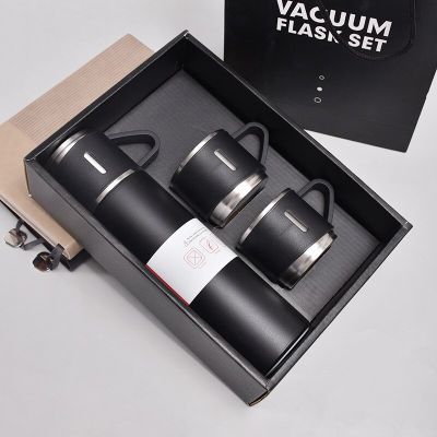 500ML Stainless Steel Vacuum Flask Gift Set Office Business Style Thermos Bottle Outdoor Hot Water Thermal Insulation Couple CupTH